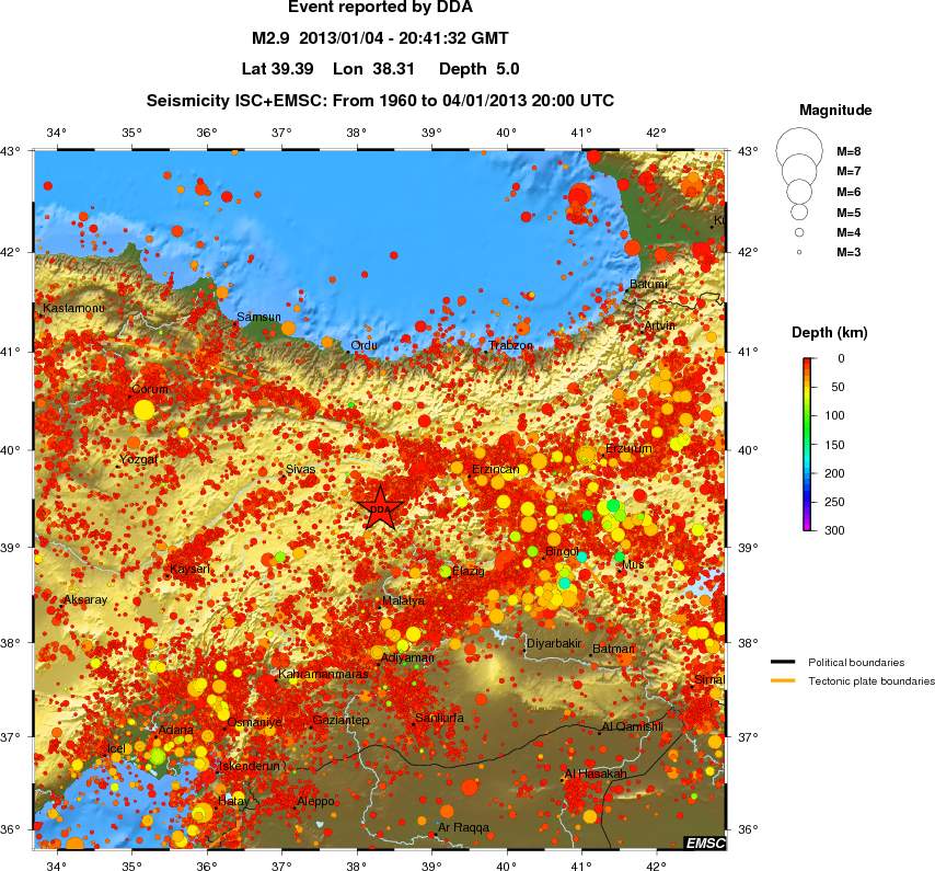 regional depth historical seismicity
