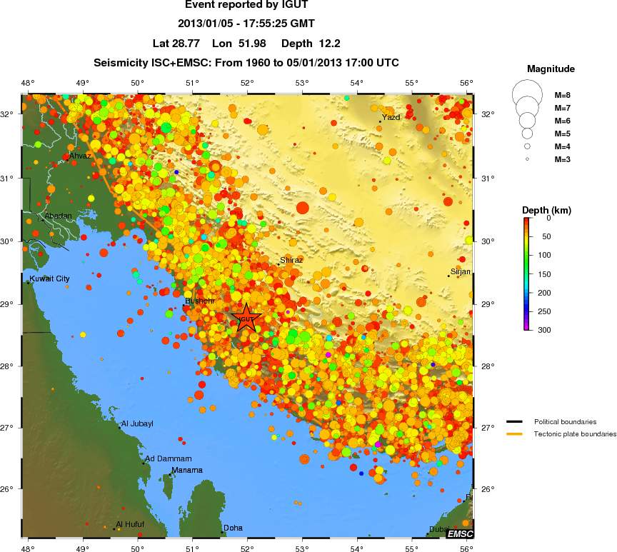regional depth historical seismicity