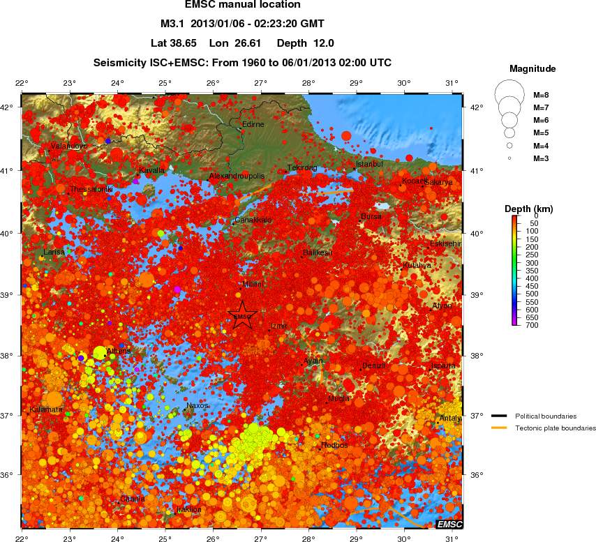 regional depth historical seismicity