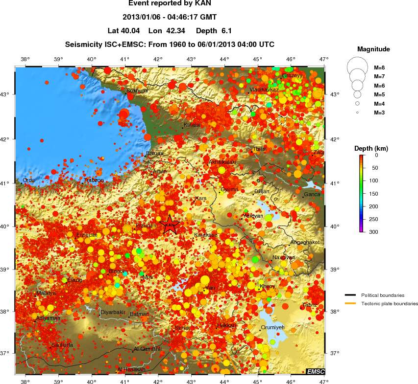 regional depth historical seismicity