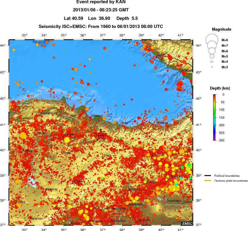 regional depth historical seismicity
