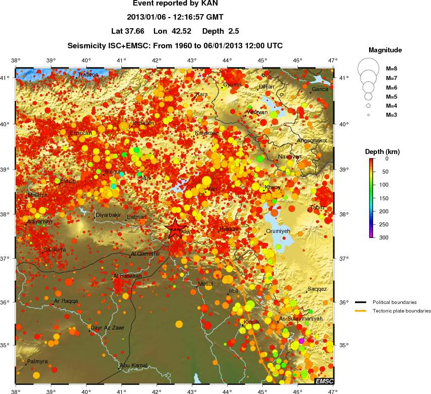 regional depth historical seismicity