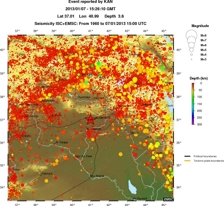 regional depth historical seismicity