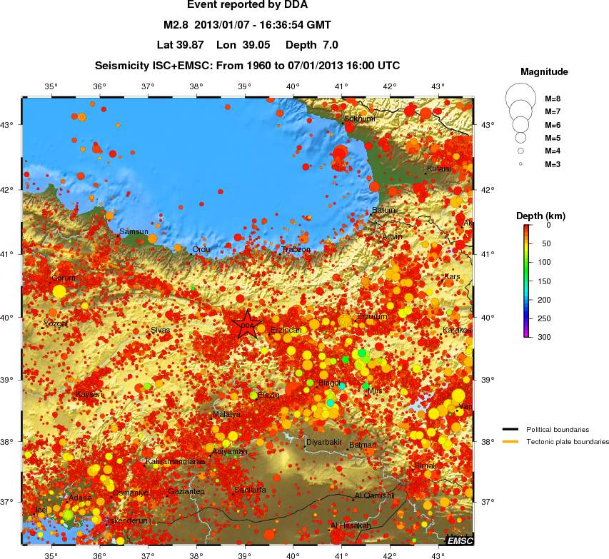 regional depth historical seismicity