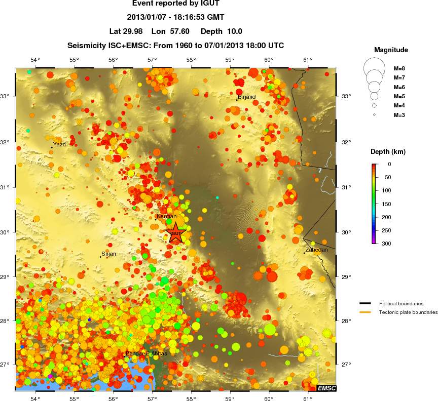 regional depth historical seismicity