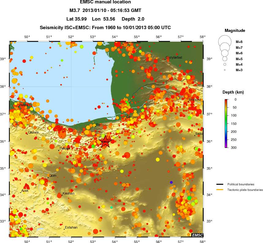 regional depth historical seismicity