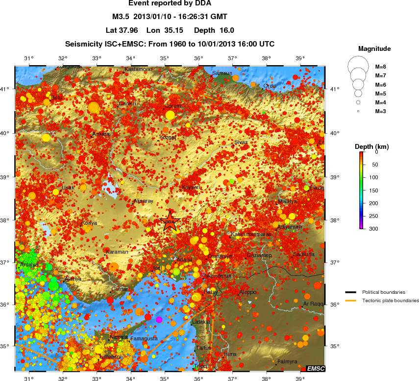 regional depth historical seismicity