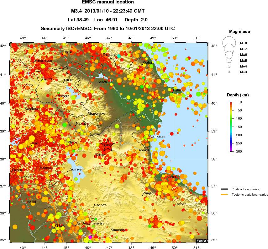 regional depth historical seismicity