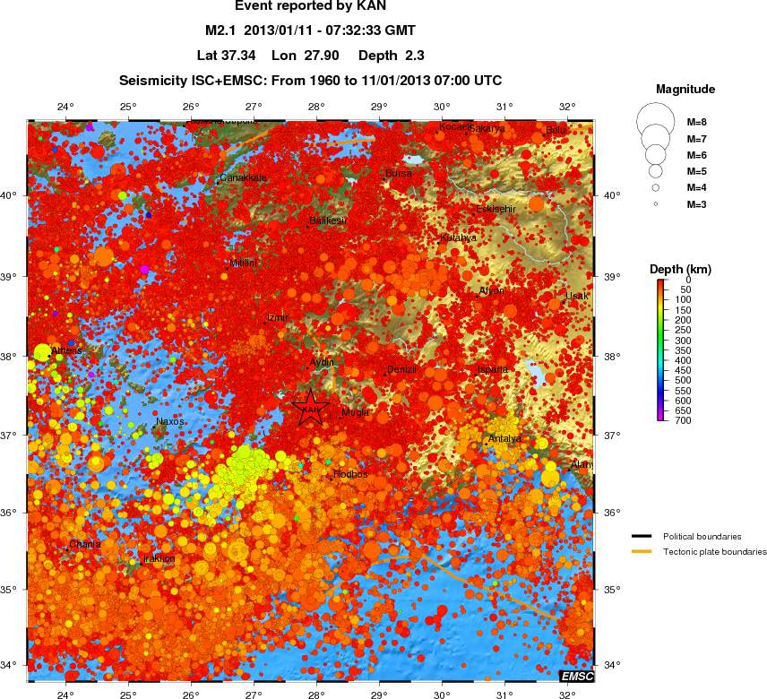 regional depth historical seismicity