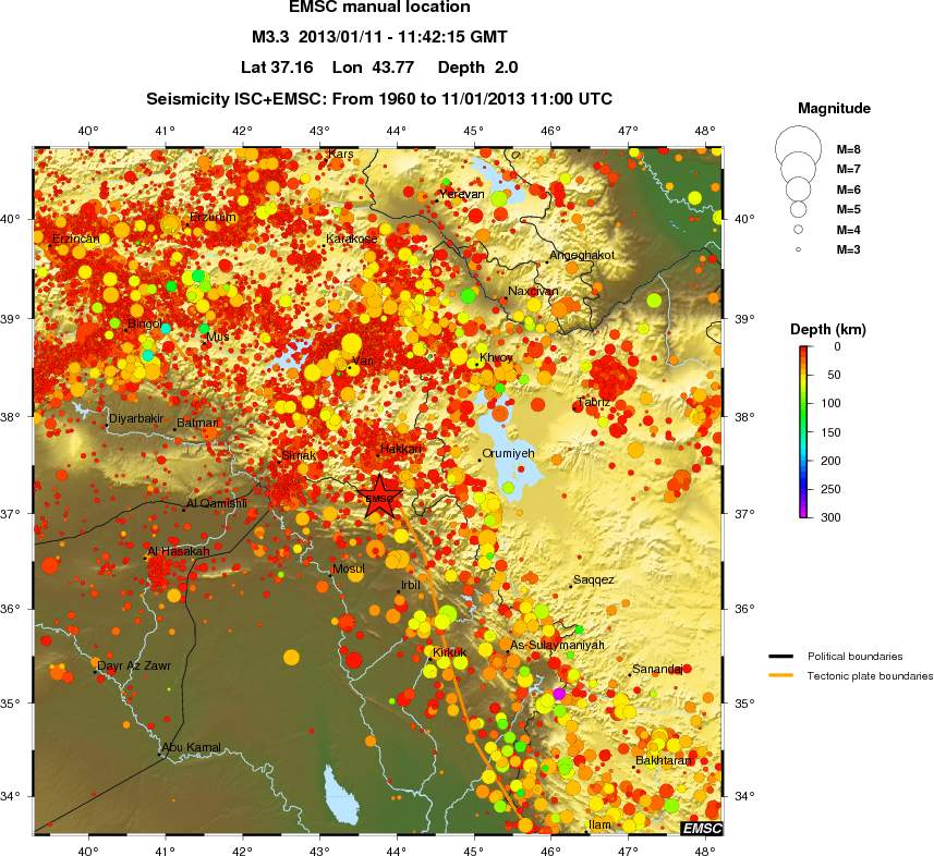 regional depth historical seismicity