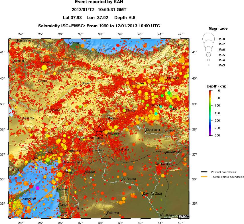 regional depth historical seismicity