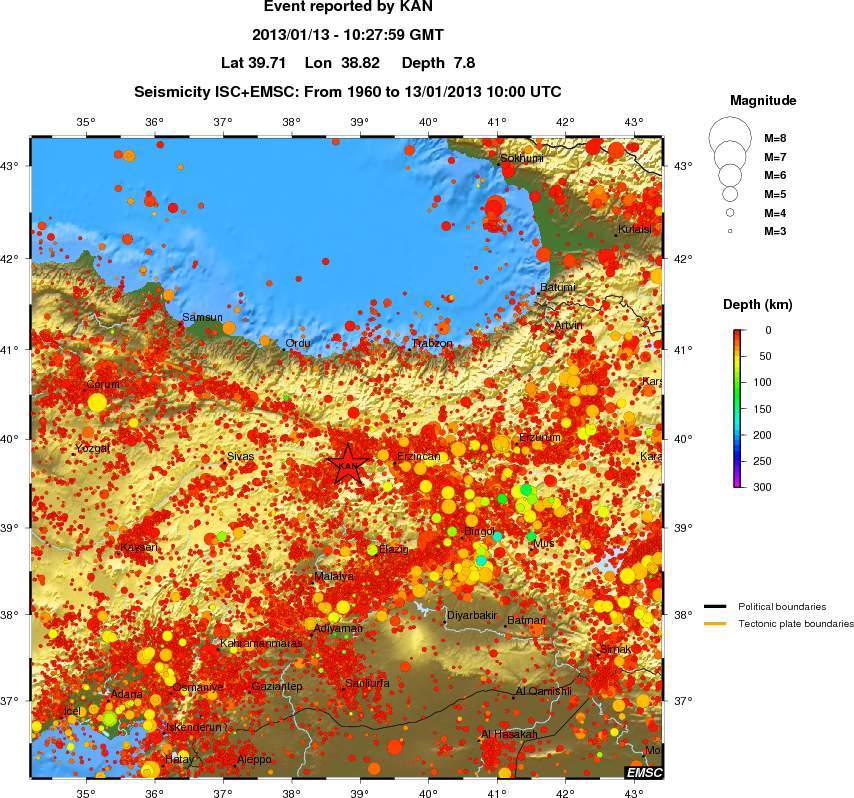 regional depth historical seismicity