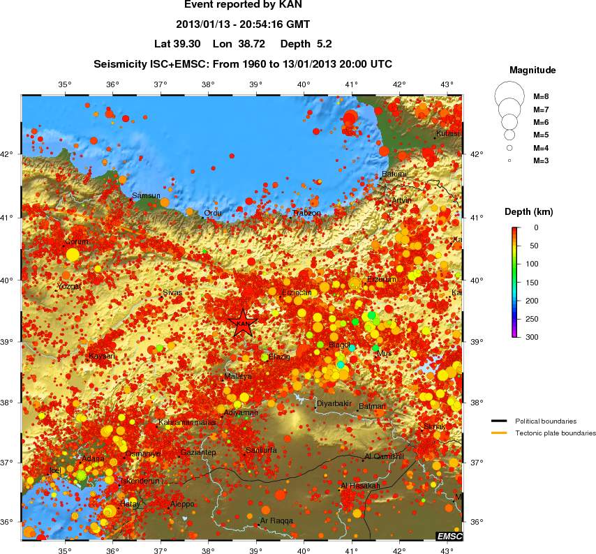 regional depth historical seismicity