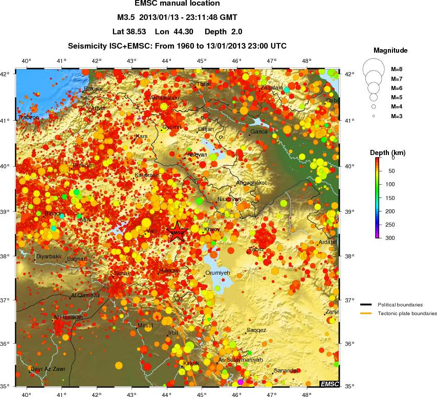 regional depth historical seismicity