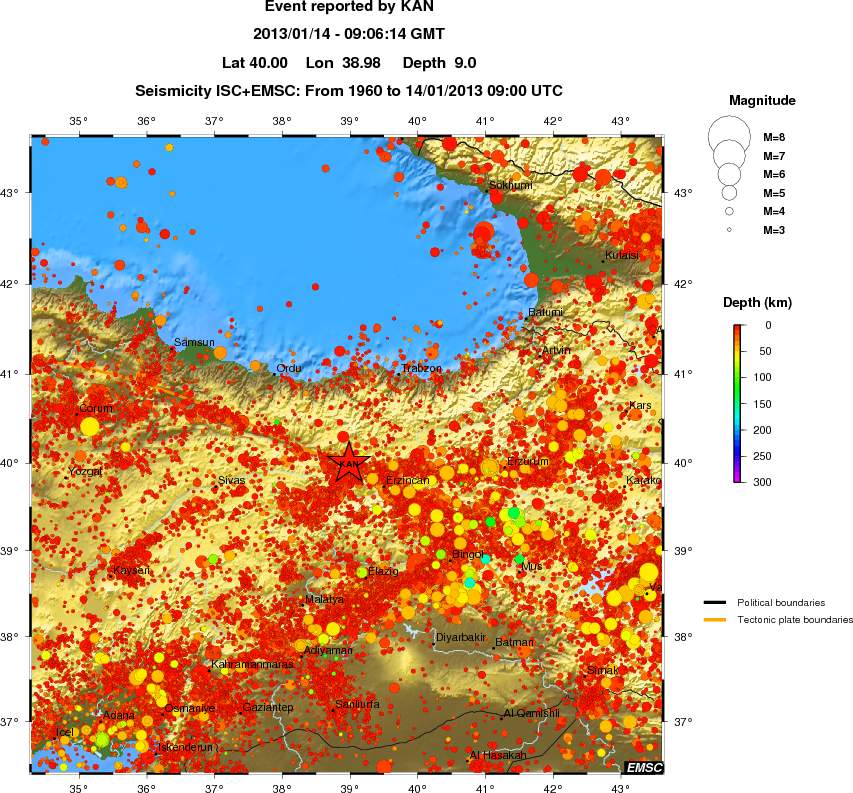 regional depth historical seismicity
