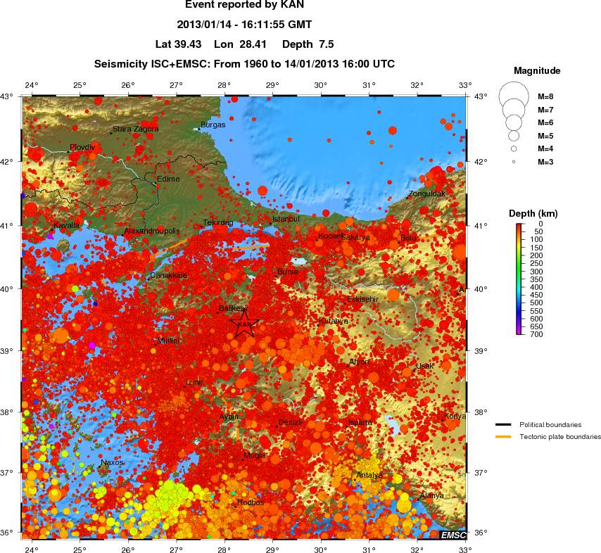 regional depth historical seismicity
