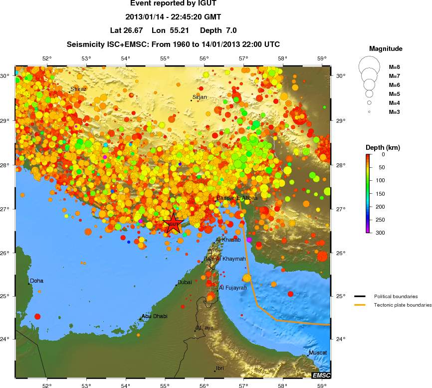 regional depth historical seismicity