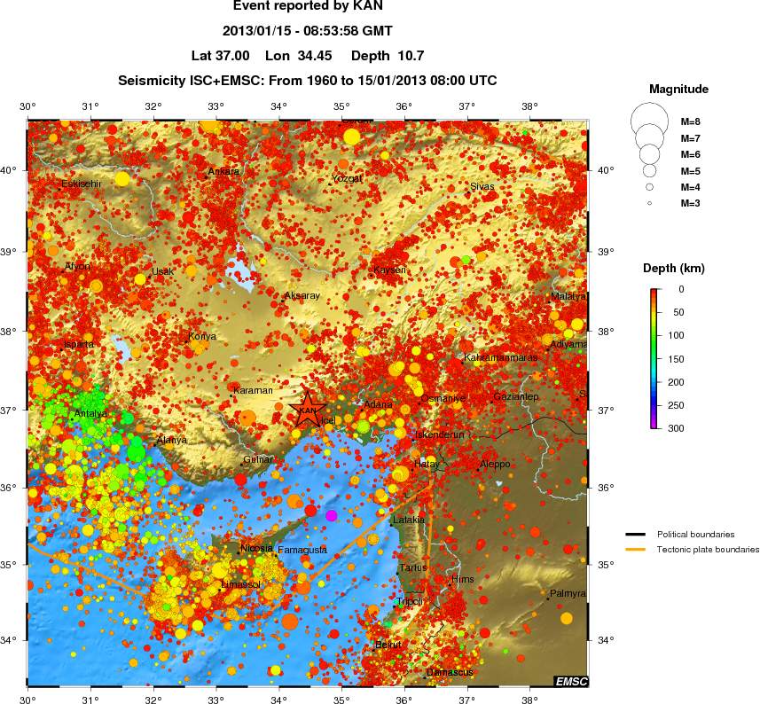 regional depth historical seismicity