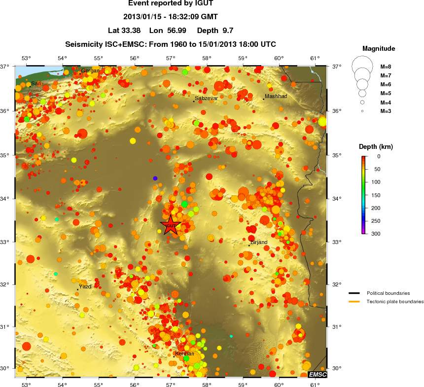 regional depth historical seismicity