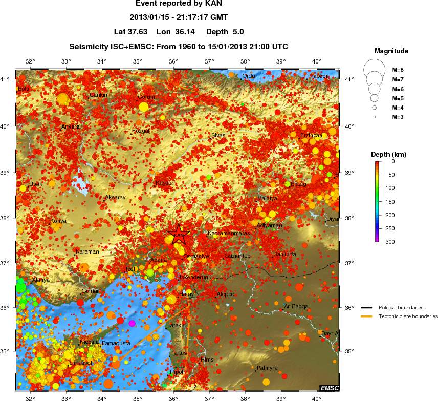 regional depth historical seismicity