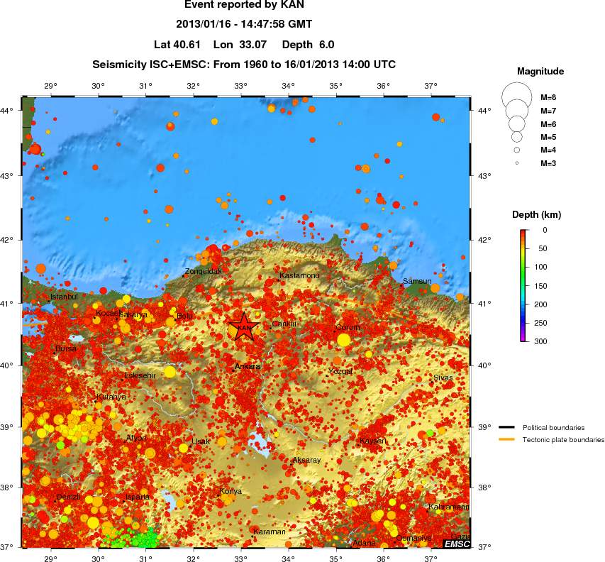 regional depth historical seismicity