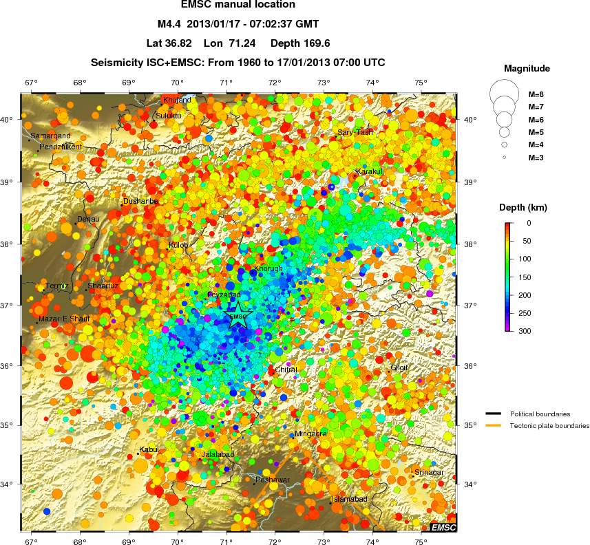 regional depth historical seismicity