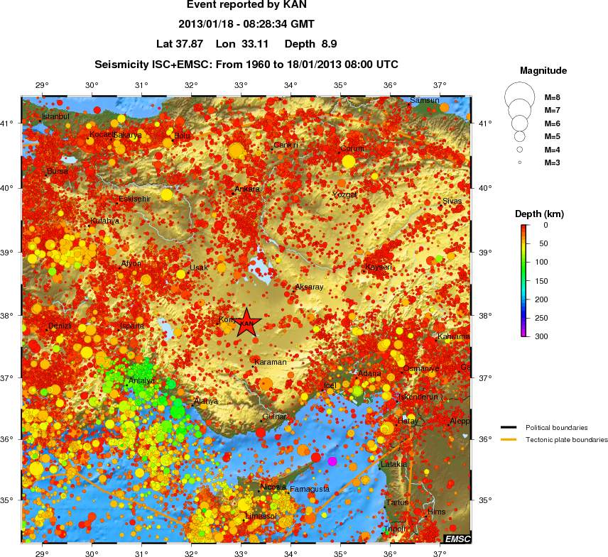 regional depth historical seismicity