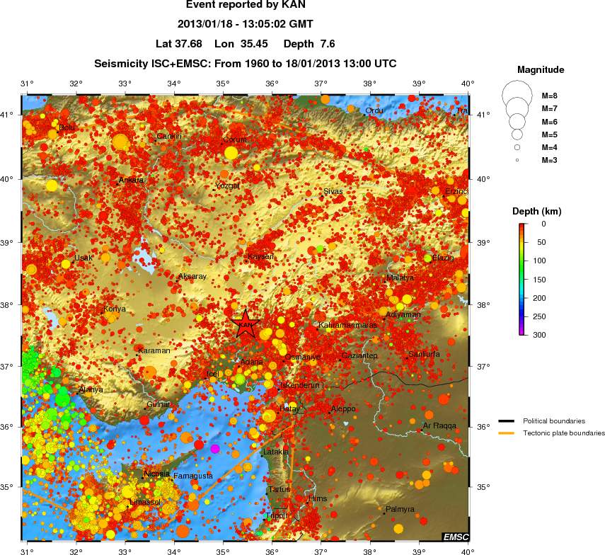 regional depth historical seismicity