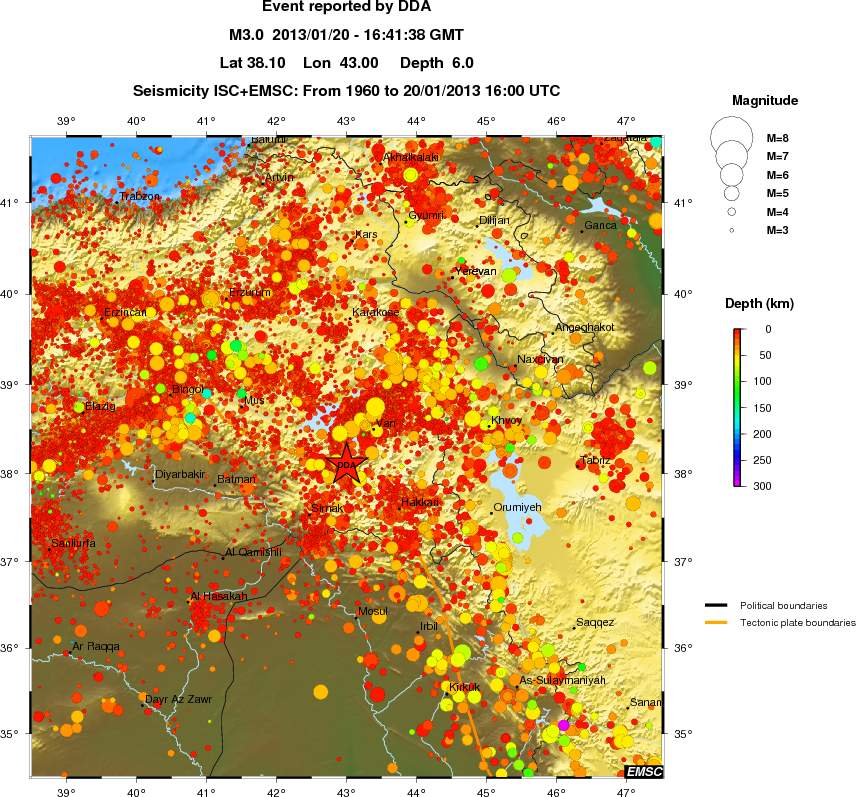 regional depth historical seismicity