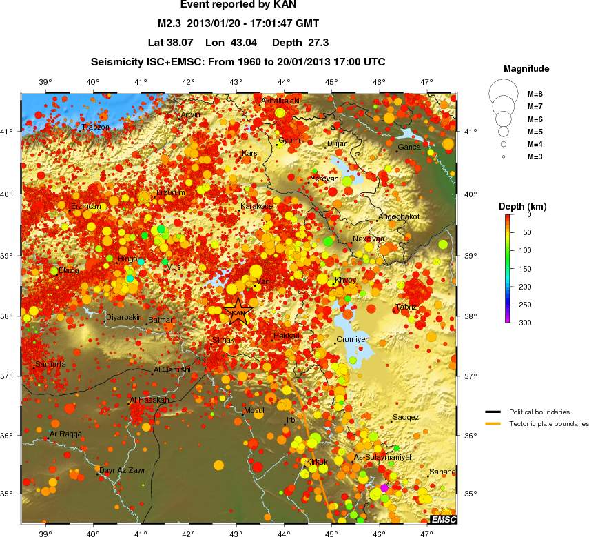 regional depth historical seismicity