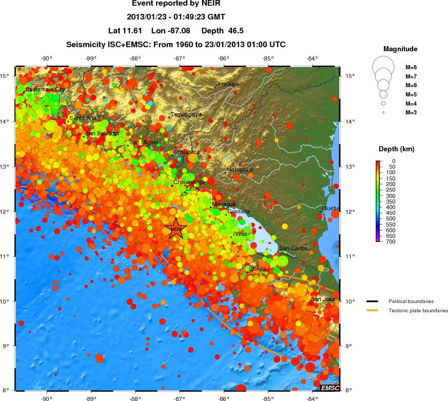 regional depth historical seismicity