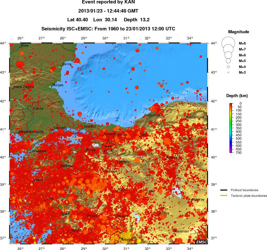 regional depth historical seismicity