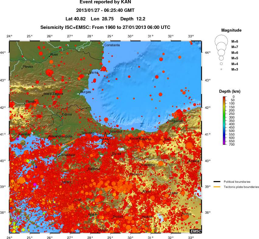 regional depth historical seismicity