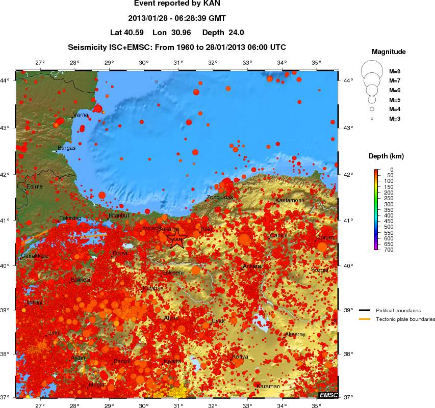 regional depth historical seismicity