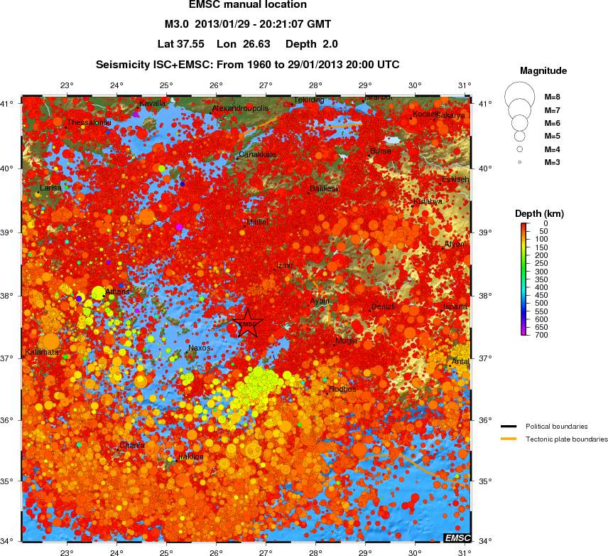 regional depth historical seismicity