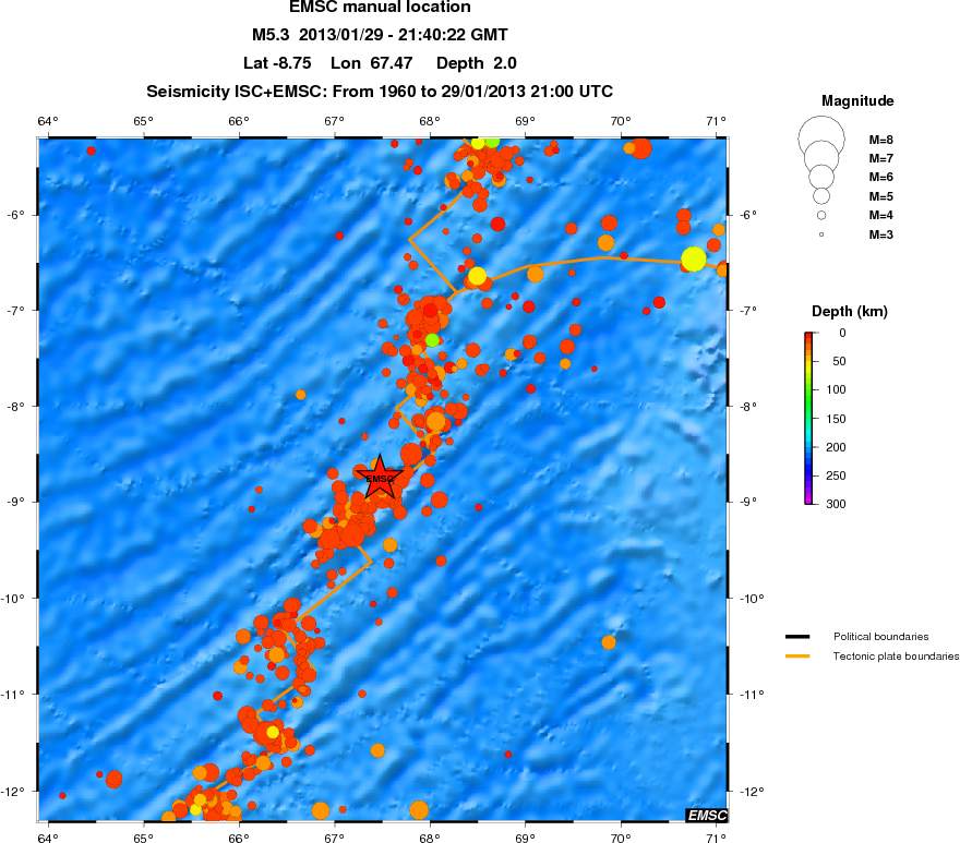 regional depth historical seismicity