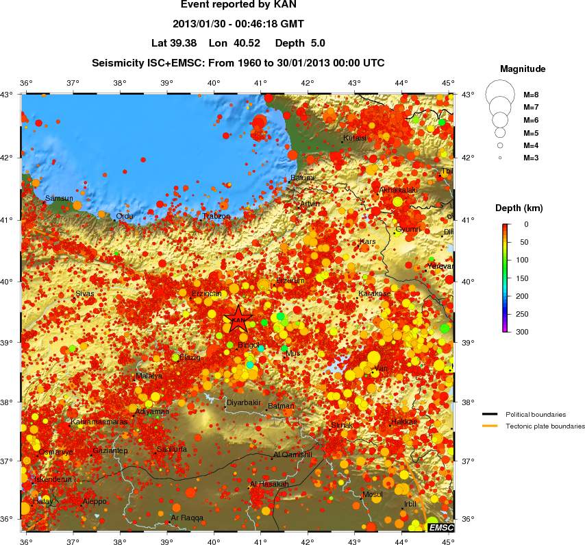 regional depth historical seismicity
