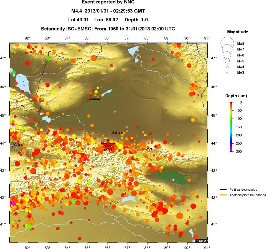 regional depth historical seismicity
