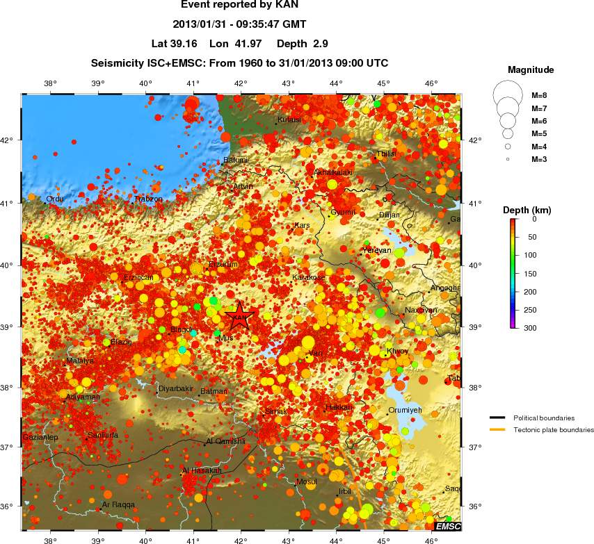 regional depth historical seismicity