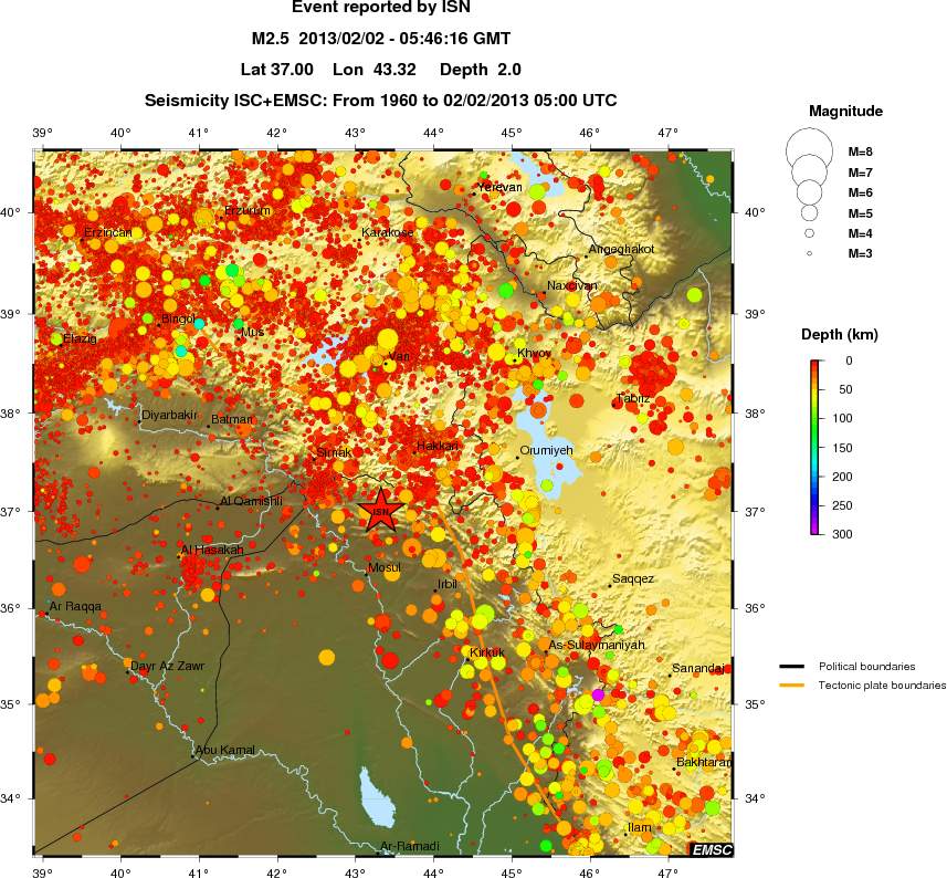 regional depth historical seismicity