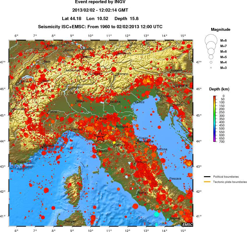 regional depth historical seismicity