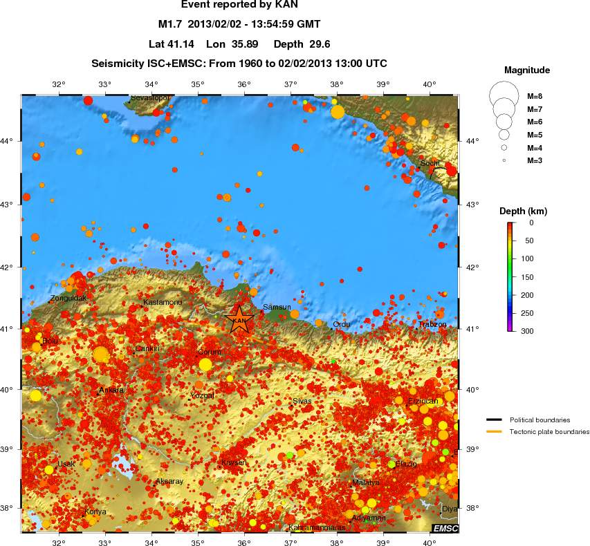 regional depth historical seismicity