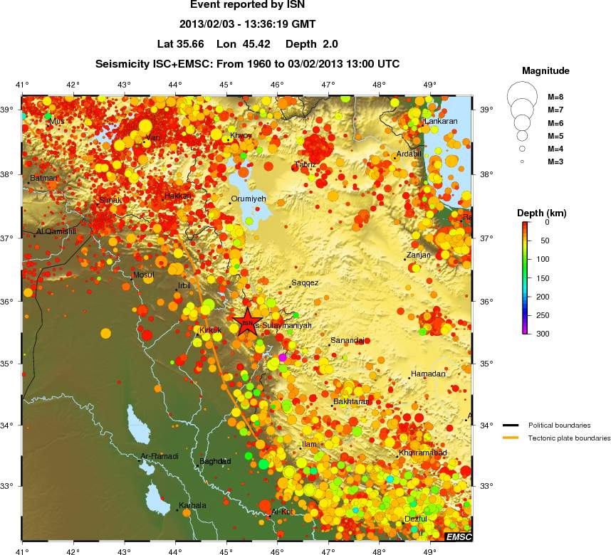 regional depth historical seismicity