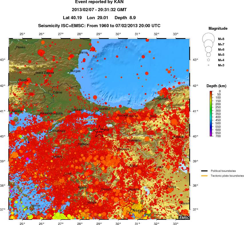 regional depth historical seismicity