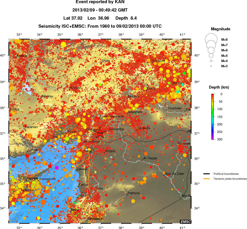 regional depth historical seismicity