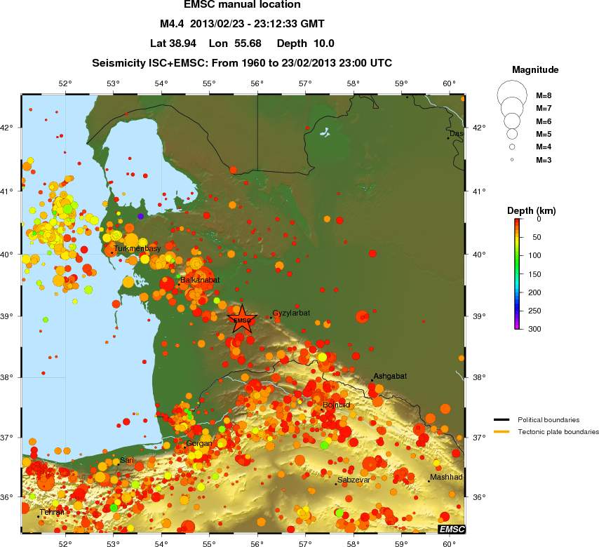 regional depth historical seismicity