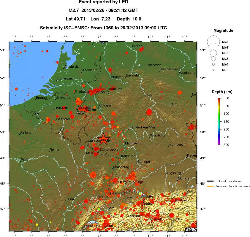 regional depth historical seismicity