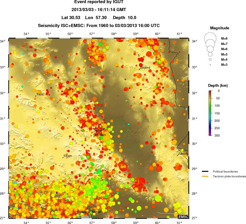 regional depth historical seismicity
