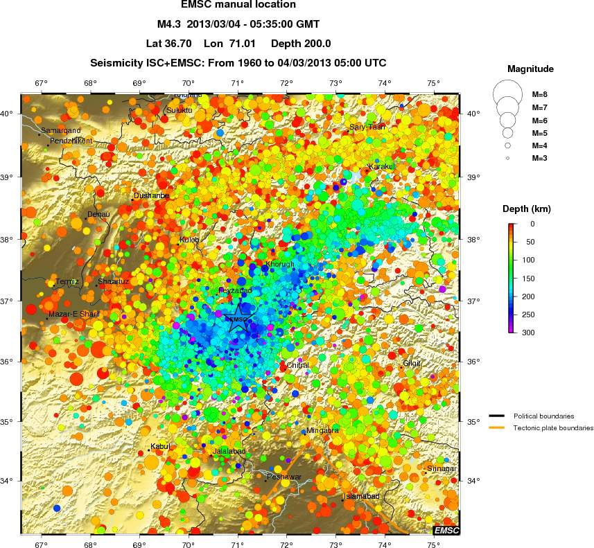 regional depth historical seismicity