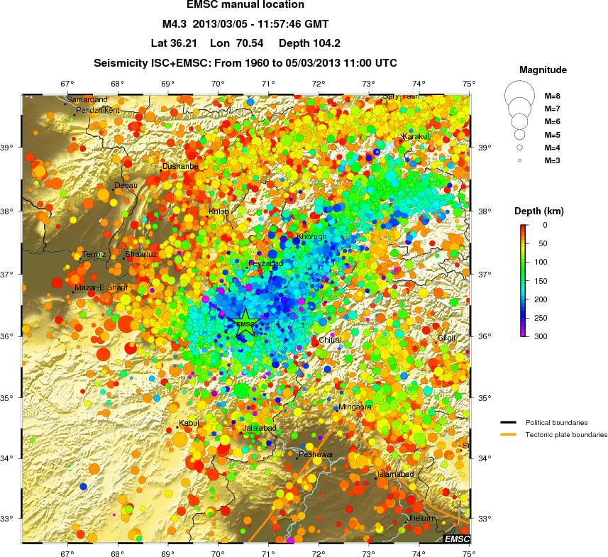 regional depth historical seismicity